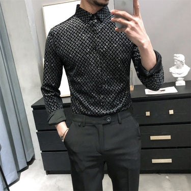 Men's Fashion Gold Velvet Casual and Party Slim Fit Shirts with Long Sleeves  -  GeraldBlack.com