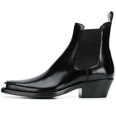 Men's Fashion Handmade Genuine Leather Metal Square Toe Chelsea Boots  -  GeraldBlack.com