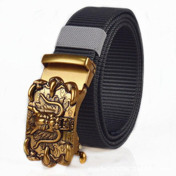 Men's Fashion Nylon Military Tactical Belt with Golden Color Dragon Buckle - SolaceConnect.com