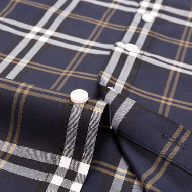 Men's Fashion Plaid Checkered Shirts Pocket-less Design Long Sleeve Standard-fit Holiday Style Casual Striped Shirt  -  GeraldBlack.com
