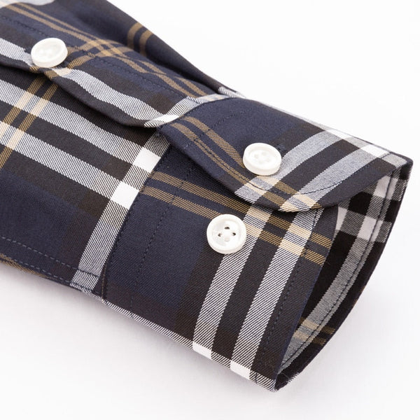 Men's Fashion Plaid Checkered Shirts Pocket-less Design Long Sleeve Standard-fit Holiday Style  -  GeraldBlack.com
