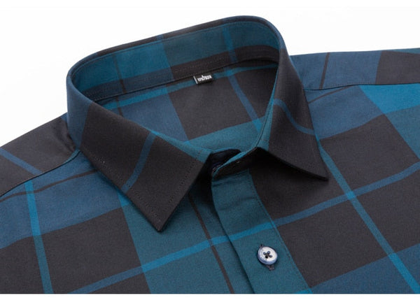 Men's Fashion Plaid Checkered Shirts Pocket-less Design Long Sleeve Standard-fit Holiday Style  -  GeraldBlack.com