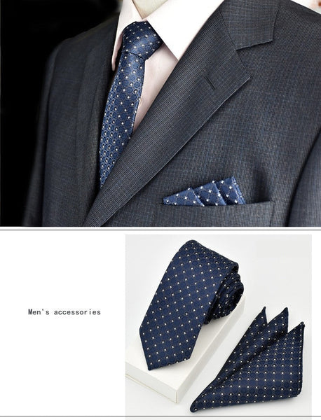 Men's Fashion Polyester Dot Pattern Woven Slim Skinny Narrow Necktie  -  GeraldBlack.com