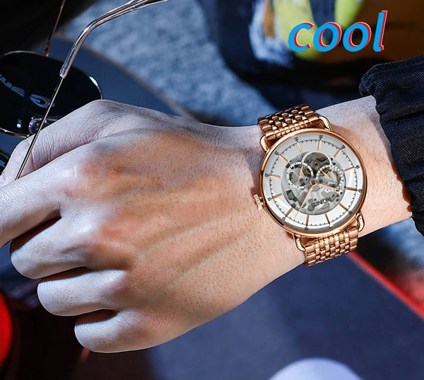 Men's Fashion Rose Gold Stainless Steel Luminous Automatic Wrist Watch  -  GeraldBlack.com