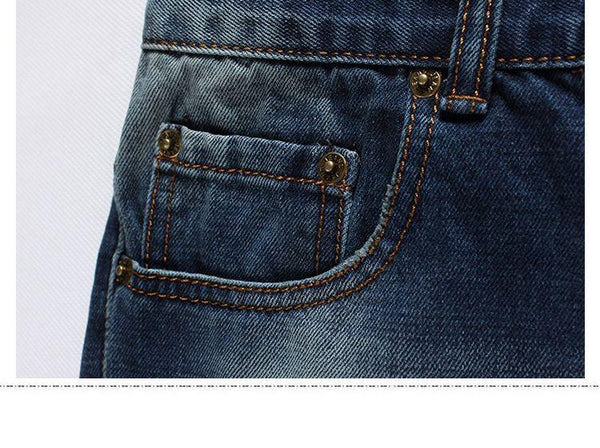 Men's Fashion Slim Straight Pants English Flag Casual Denim Jeans - SolaceConnect.com