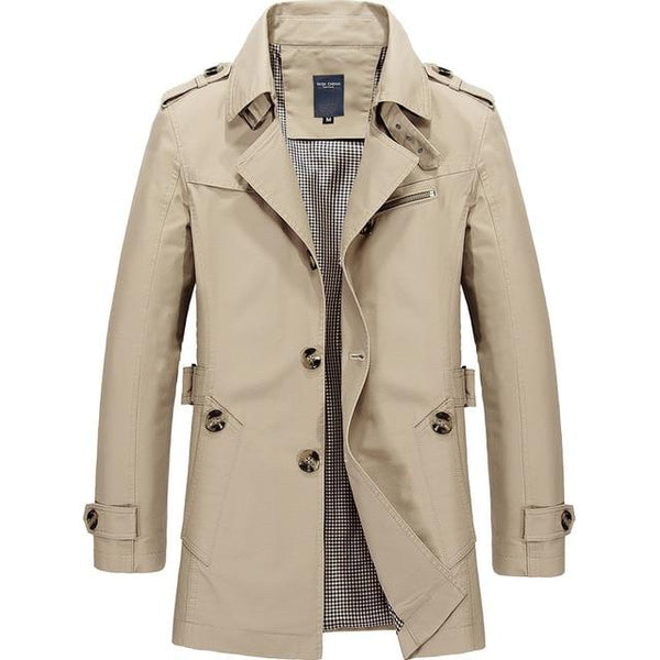 Men's Fashion Trench Overcoat Casual Spring Outerwear Jacket with Zipper  -  GeraldBlack.com