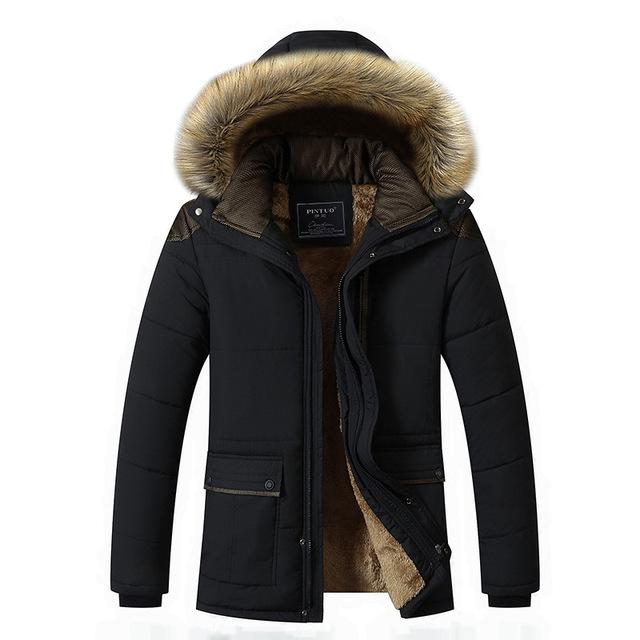 Men's Fashion Winter Wool Liner Fur Collar Hooded Jacket Windproof M-5XL - SolaceConnect.com