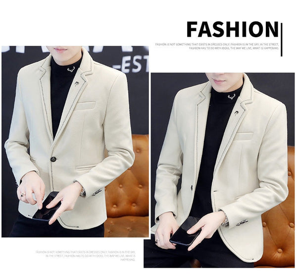 Men's Fashion Youth Trendy Casual Style Daily Wear Polyester Blazer  -  GeraldBlack.com