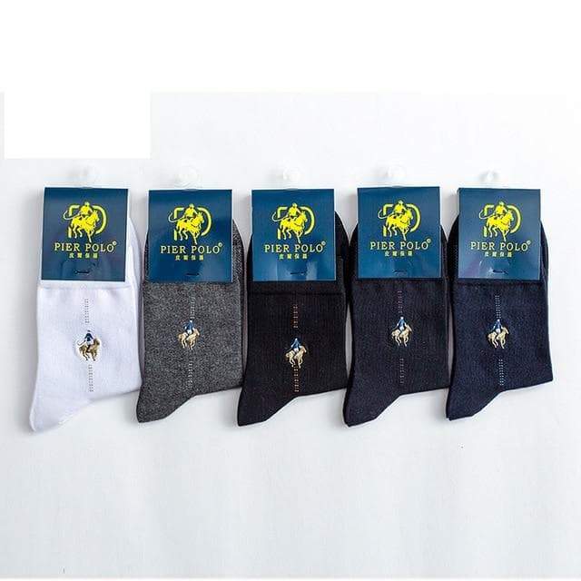 Men's Fashionable Embroidered Casual Soft Cotton Socks 5 Pairs  -  GeraldBlack.com