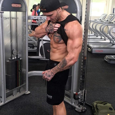 Men's Fitness Bodybuilding Polyester Cotton Drawstring Low Waist Shorts - SolaceConnect.com