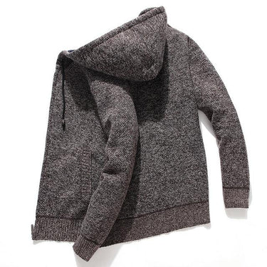 Men's Fleece Knitted Casual Solid Hooded Cardigan Sweater for Winter - SolaceConnect.com