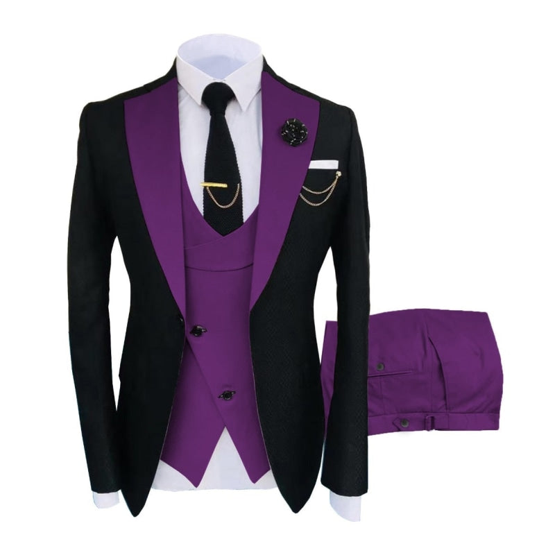 Men's Floral Shawl Lapel Blazer Tuxedos Wedding Party 3 Pieces Suits  -  GeraldBlack.com