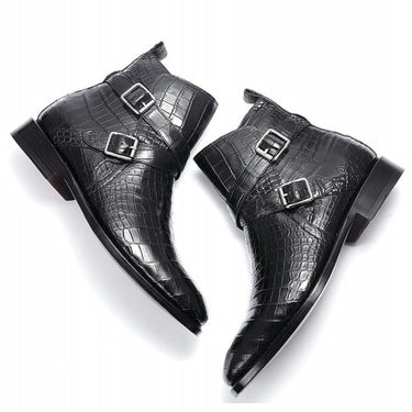 Men's Formal Business Genuine Crocodile Leather Buckle Design Boots  -  GeraldBlack.com