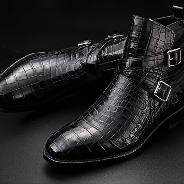 Men's Formal Business Genuine Crocodile Leather Buckle Design Boots  -  GeraldBlack.com