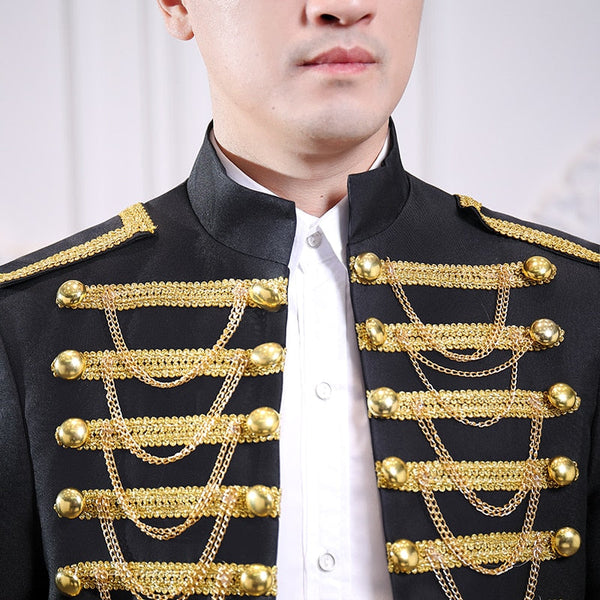 Men's Formal Collar Metal Chain Palace Style Party Stage Show Blazers  -  GeraldBlack.com