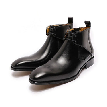 Men's Formal Genuine Leather Cross-tied Lace-Up Chukka Ankle Boots  -  GeraldBlack.com