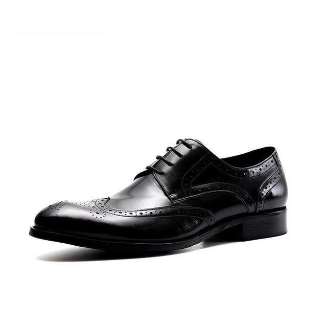 Men's Formal Oxford Shoes with Solid Pattern and Pointed Toe - SolaceConnect.com