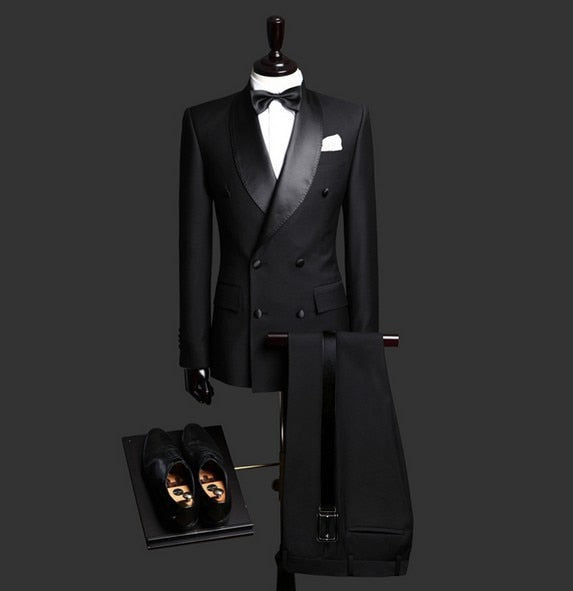 Men's Formal Velvet Lapel Tuxedo Wedding Business Two-Piece Suit  -  GeraldBlack.com