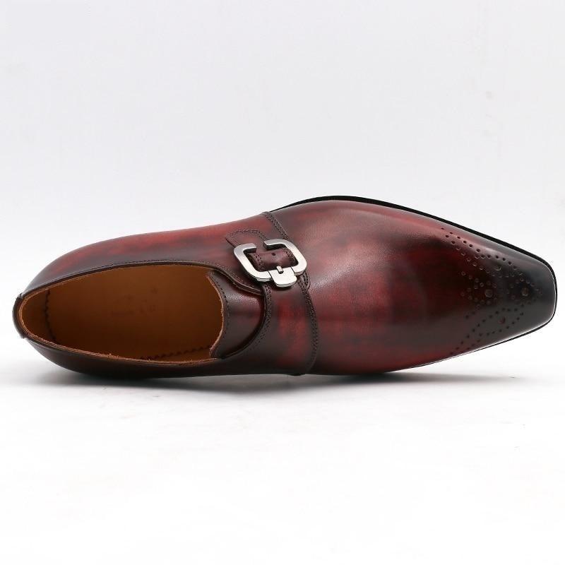 Men's Full Grain Calf Leather Blake Stitch Monk Straps Square Toe Dress Shoes - SolaceConnect.com