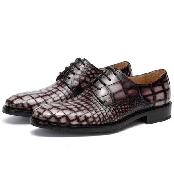 Men's Genuine Alligator Leather Hand Painted Round Toe Oxford Shoes  -  GeraldBlack.com