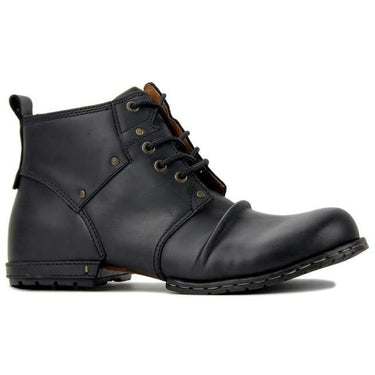 Men's Genuine Cow Leather Fur Handmade High Motorcycle Boots Shoes - SolaceConnect.com