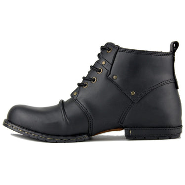 Men's Genuine Cow Leather Fur Handmade High Motorcycle Boots Shoes  -  GeraldBlack.com