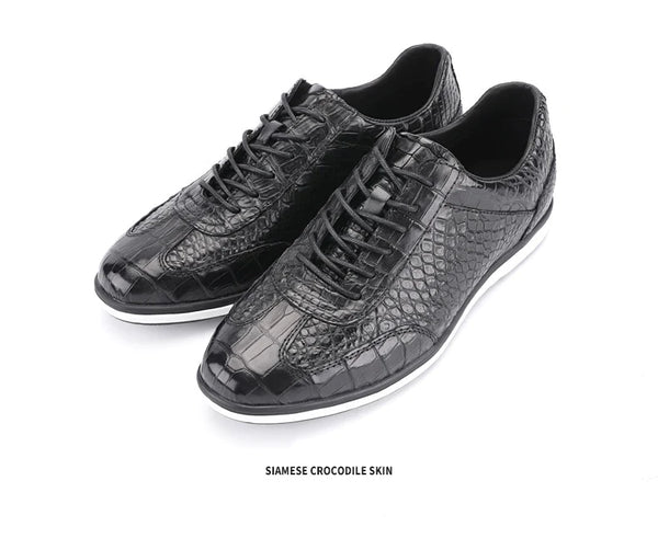 Men's Genuine Leather Authentic Crocodile Skin Casual Soft Rubble Flats  -  GeraldBlack.com