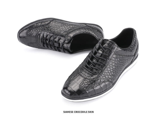 Men's Genuine Leather Authentic Crocodile Skin Casual Soft Rubble Flats  -  GeraldBlack.com