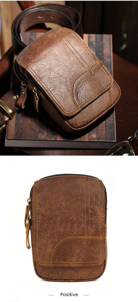Men's Genuine Leather Belt Bag Waist Pack Male Vintage Cigarette Case Bum Bag Fanny Pack Casual  -  GeraldBlack.com