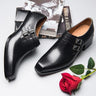 Men's Genuine Leather Block Med Square Toe Buckle Dress Shoes - SolaceConnect.com