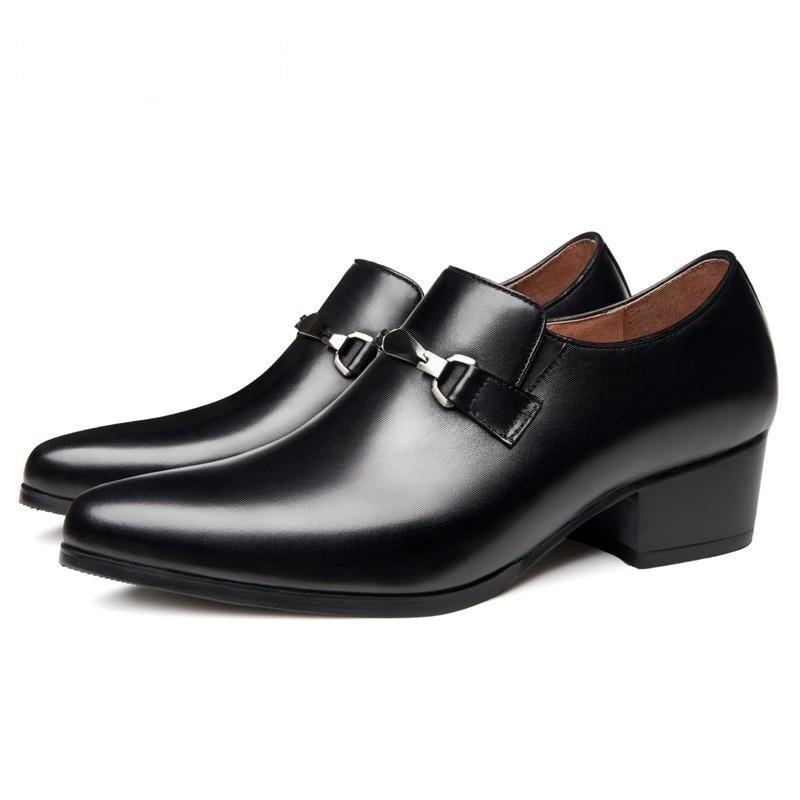 Men's Genuine Leather Breathable Pointed Toe Formal Black Shoes  -  GeraldBlack.com