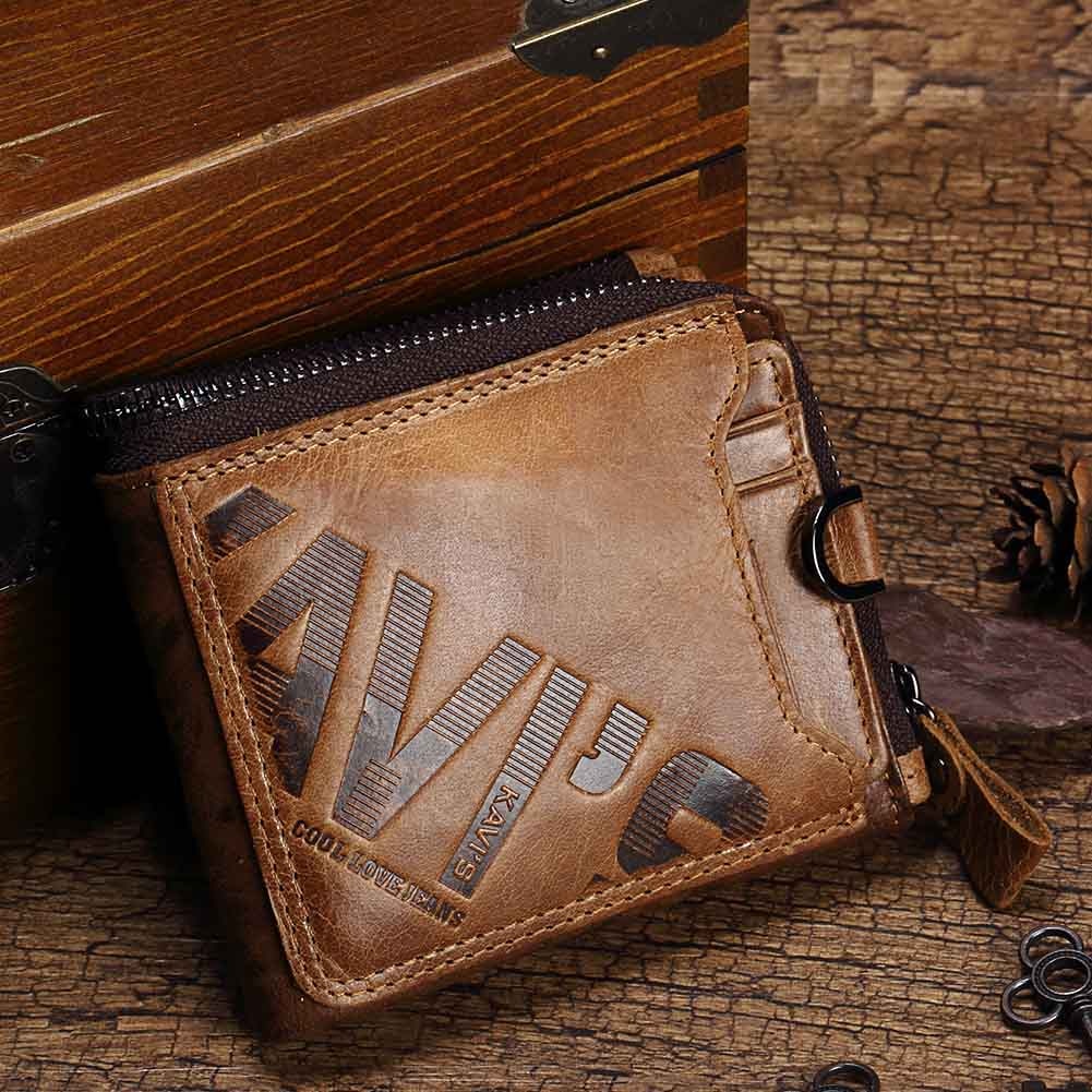 Men's Genuine Leather Coin Pocket Key Chain Card Holder Wallet  -  GeraldBlack.com