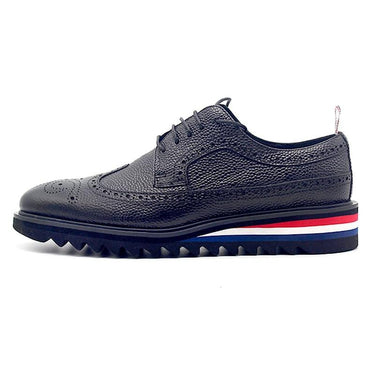 Men's Genuine Leather Cowhide Lace Up Wing Tip Brogue Shoes - SolaceConnect.com