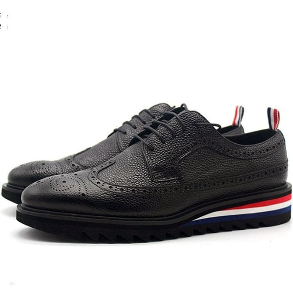 Men's Genuine Leather Cowhide Lace Up Wing Tip Brogue Shoes - SolaceConnect.com