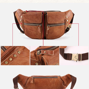 Men's Genuine Leather Crossbody Bags Casual Bag Small Shoulder Bag Chest Pack Day Pack Handbag  -  GeraldBlack.com
