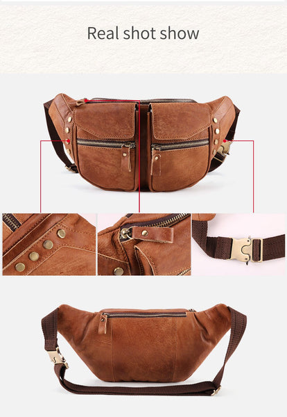 Men's Genuine Leather Crossbody Bags Casual Bag Small Shoulder Bag Chest Pack Day Pack Handbag  -  GeraldBlack.com