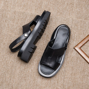 Men's Genuine Leather Dual Purpose Thick Bottom Roman Sandals - SolaceConnect.com