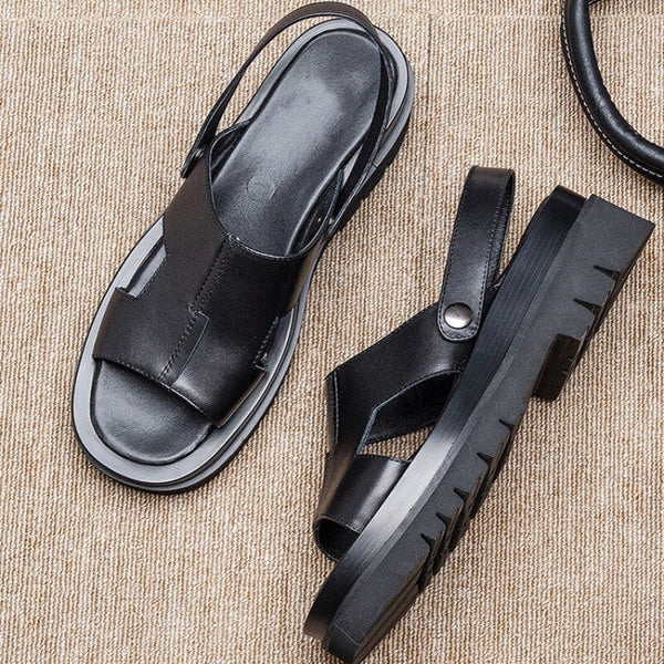 Men's Genuine Leather Dual Purpose Thick Bottom Roman Sandals - SolaceConnect.com