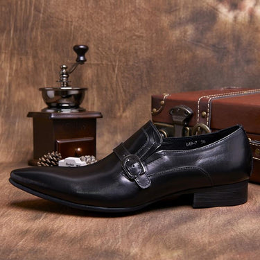 Men's Genuine Leather Formal Slip On Pointed Toe Dress Shoes  -  GeraldBlack.com