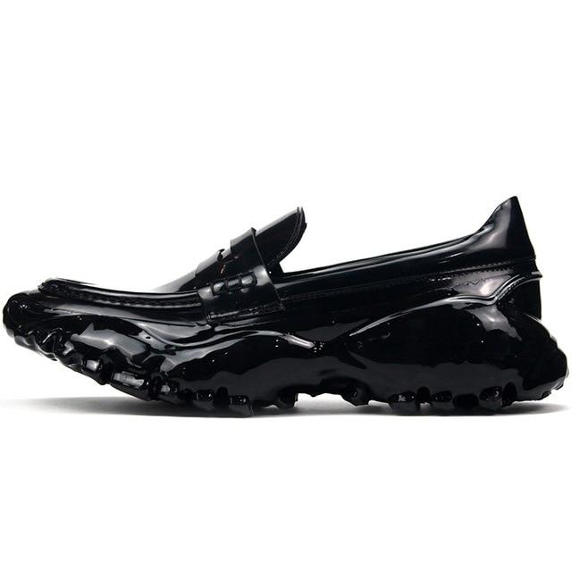 Men's Genuine Leather Gothic Thick Platform Slip On Dress Shoes - SolaceConnect.com