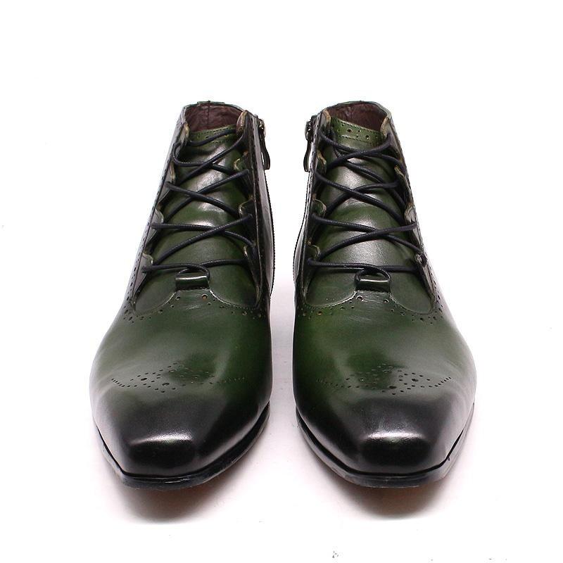 Men's Genuine Leather Handmade Lace Up High Top Zipper Ankle Boots  -  GeraldBlack.com