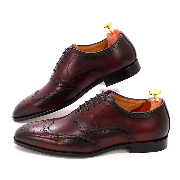 Men's Genuine Leather Handmade Wingtip Traditional Brogue Shoes - SolaceConnect.com