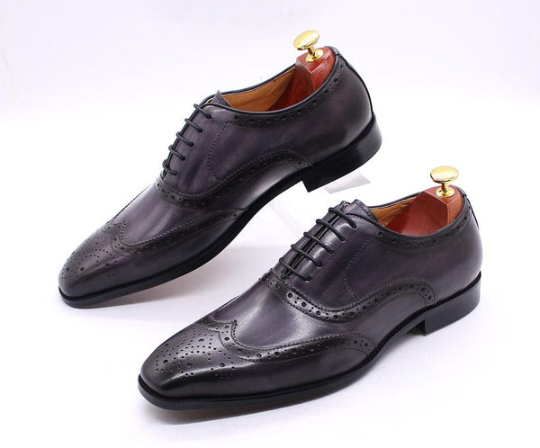 Men's Genuine Leather Handmade Wingtip Traditional Brogue Shoes - SolaceConnect.com