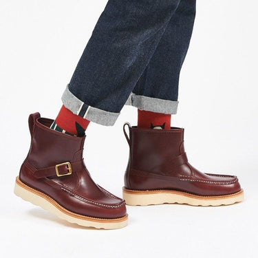 Men's Genuine Leather High Top Platform Buckle Ankle Boots Work Shoes  -  GeraldBlack.com