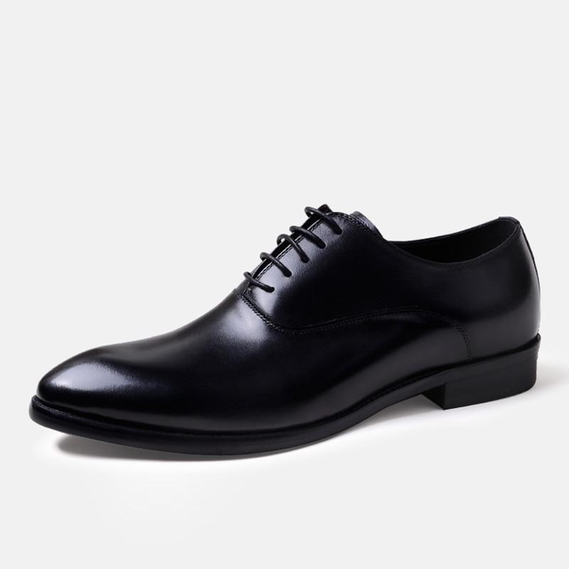 Men's Genuine Leather Lace-up Oxford Dress Shoes with Pointed toe  -  GeraldBlack.com