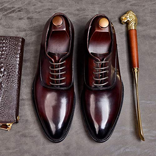 Men's Genuine Leather Lace-up Oxford Dress Shoes with Pointed toe  -  GeraldBlack.com
