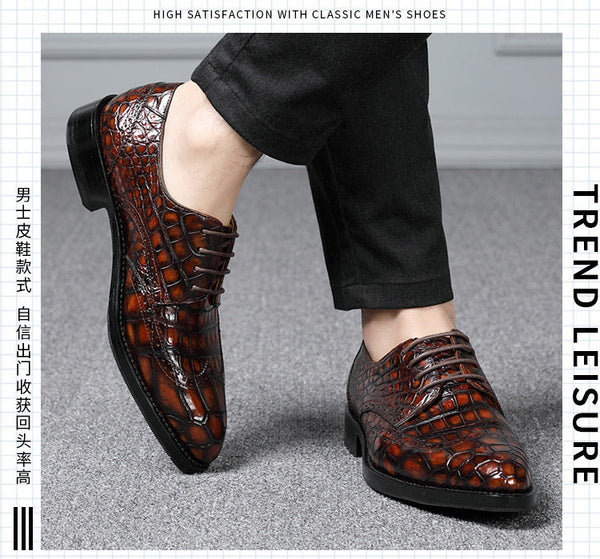 Men's Genuine Leather Lace Up Slip On Fashion Designer Oxfords Shoes  -  GeraldBlack.com