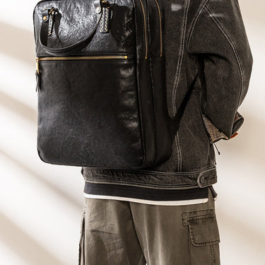 Men's Genuine Leather Large Capacity Portable Travel Business Backpack  -  GeraldBlack.com