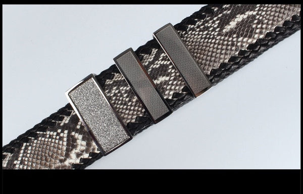 Men's Genuine Leather Metal Slide Buckle Serpentine Waist Strap Belts  -  GeraldBlack.com
