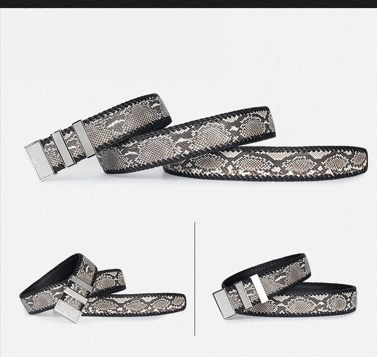 Men's Genuine Leather Metal Slide Buckle Serpentine Waist Strap Belts  -  GeraldBlack.com